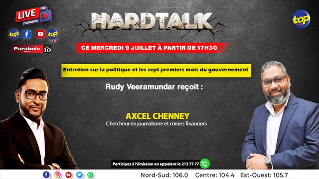 HARDTALK: Rudy Veeramundar reçoit : Axcel Chenney – Chercheur en journalisme et crimes financiers