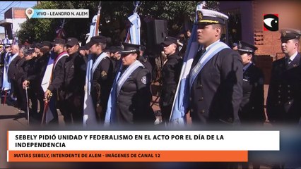 Sebely pidió unidad y federalismo en el acto por el Día de la Independencia