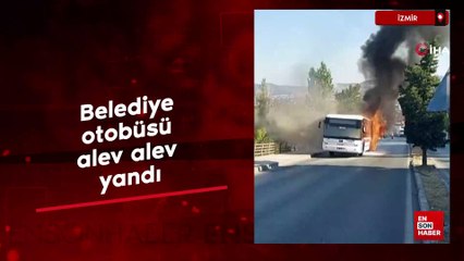İzmir’de belediye otobüsü alev alev yandı