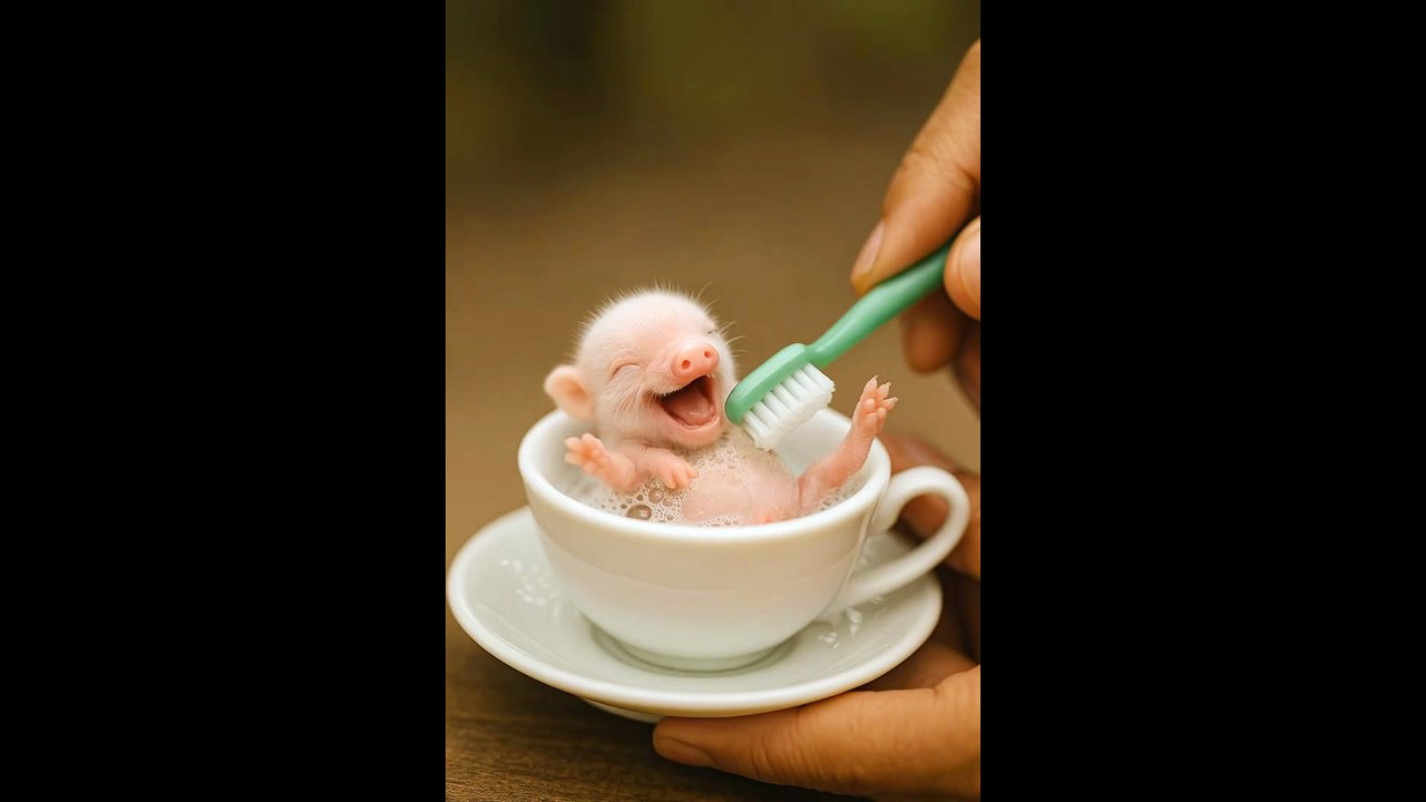 all white piglet laugh