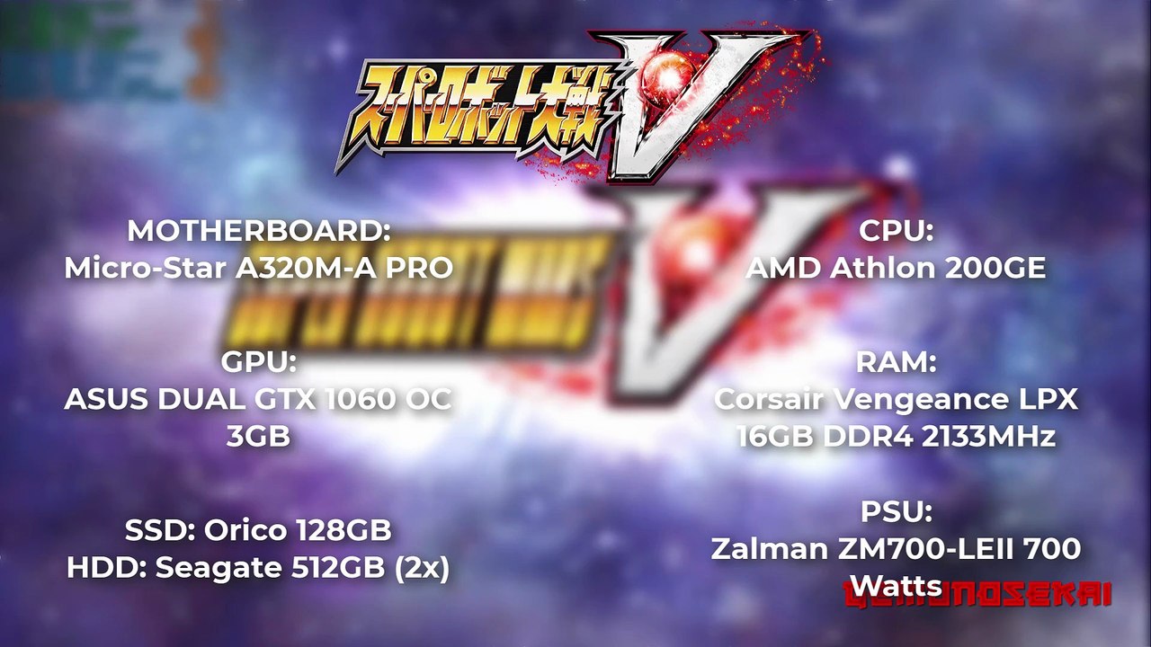 Super Robot Wars V | Gaming Benchmark Test | Athlon 200GE + GTX 1060 3GB #SRWV #GamingBenchmark