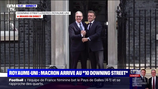 Royaume-Uni: Emmanuel Macron arrive au 10 Downing Street pour rencontrer Keir Starmer