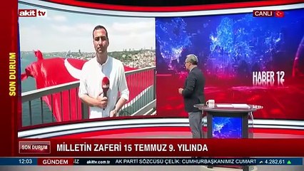 15 Temmuz Şehitler Köprüsü’ne dev bir Türk bayrağı asıldı.