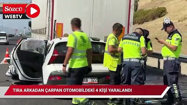 Manisa'da tıra arkadan çarpan otomobildeki 4 kişi yaralandı