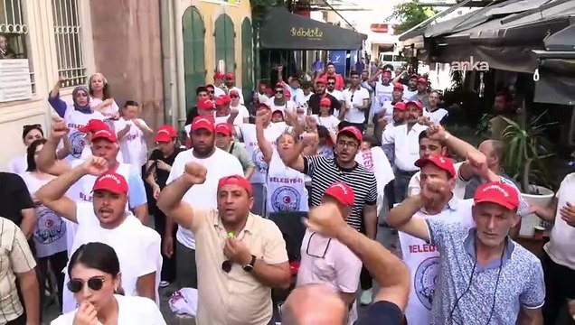 Belediye-İş Sendikası üyelerinden, İzmir Büyükşehir Belediyesi iştiraklerindeki işten çıkarmalara karşı eylem
