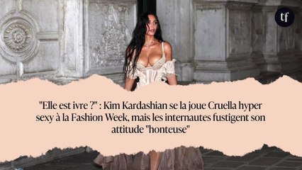 "Elle est ivre ?" : Kim Kardashian se la joue Cruella hyper sexy à la Fashion Week, mais les internautes fustigent son attitude "honteuse"
