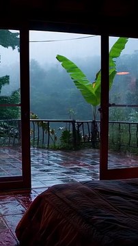 🌧️ Cozy Tropical Bedroom ASMR | Heavy Rain Sounds for Sleep, Relaxation & Meditation 🌿