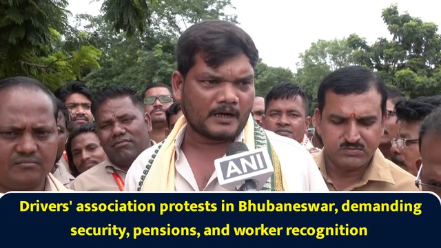 Drivers' association protests in Bhubaneswar, demanding security, pensions, and worker recognition
