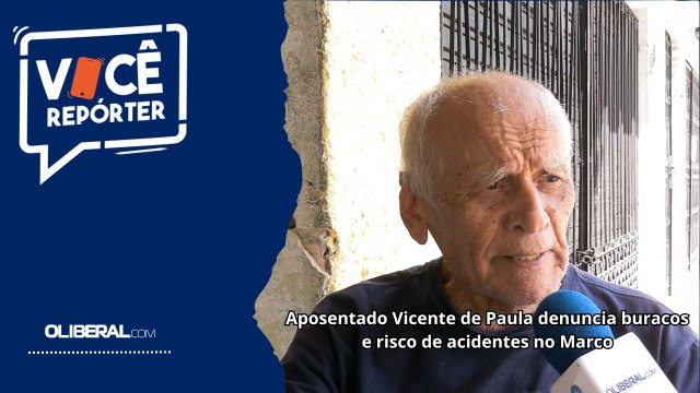 Aposentado Vicente de Paula denuncia buracos e risco de acidentes no Marco