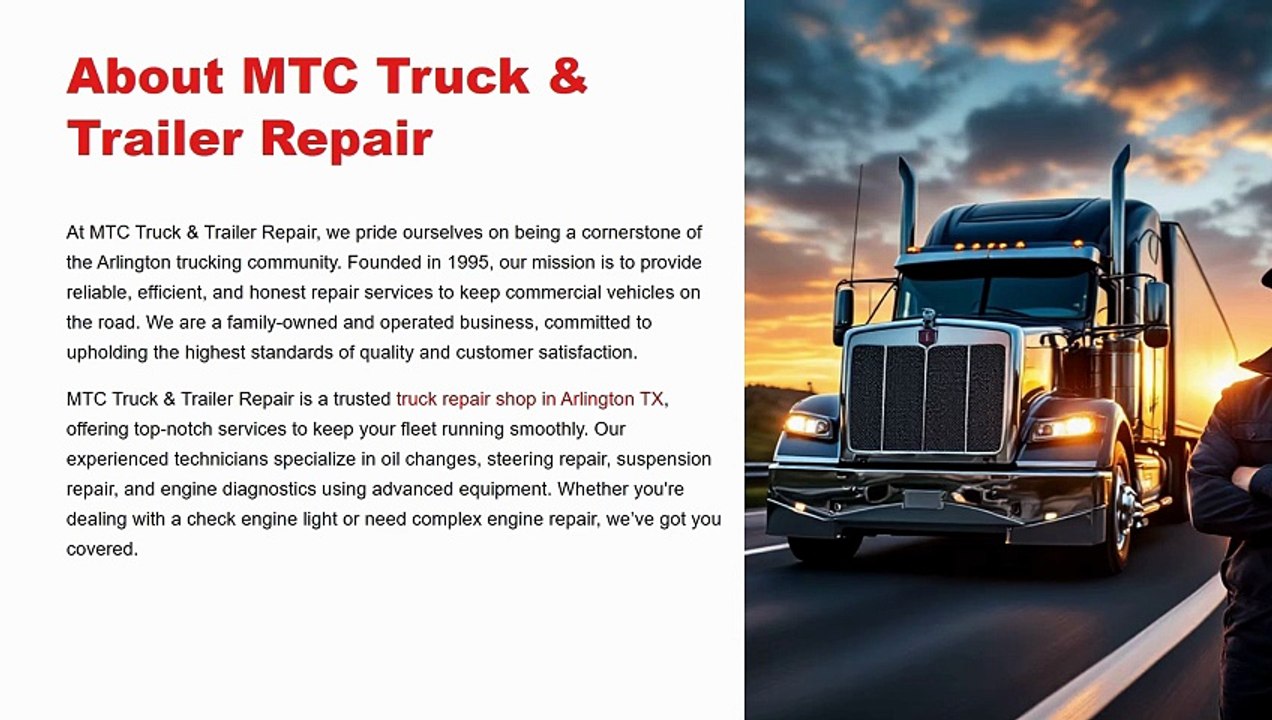 Reliable Truck Repair in Arlington TX | MTC Truck & Trailer Repair