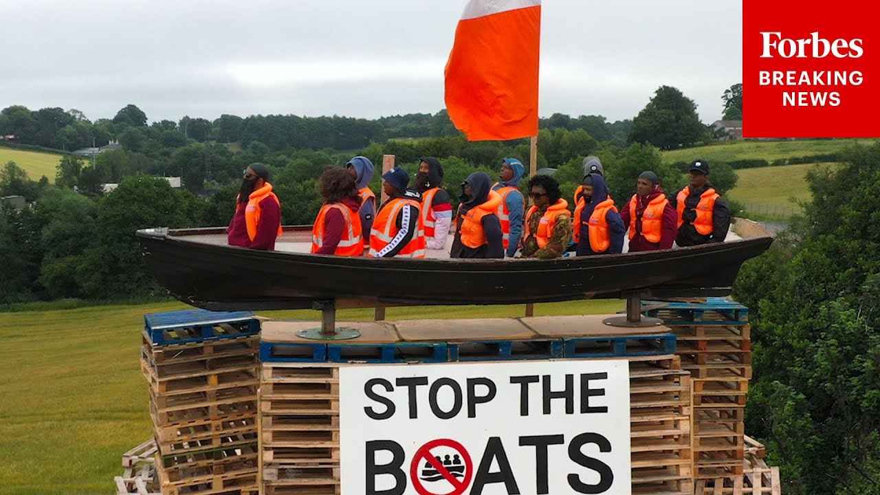 Northern Ireland Loyalists Build Effigy Of Migrants In Boats In Moygashel, Northern Ireland