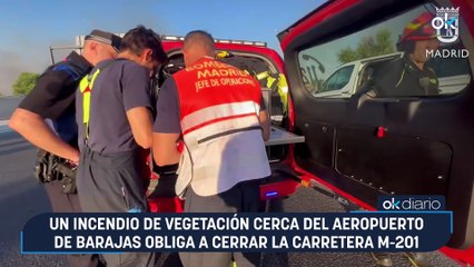 Un incendio de vegetación cerca del Aeropuerto de Barajas obliga a cerrar la carretera M-201