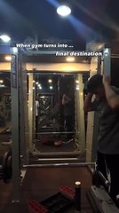 Guy Nearly Falls as Stool Slips During Calf Workout