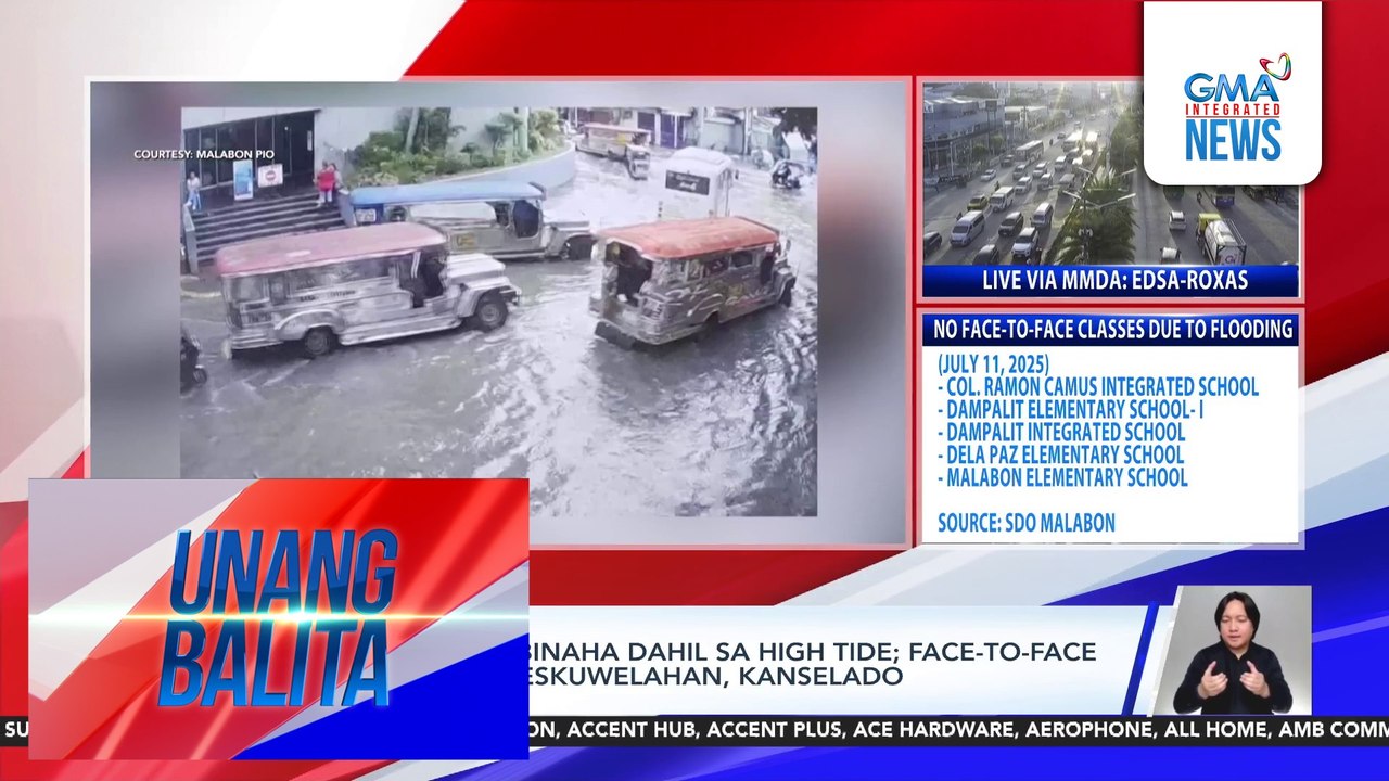 Ilang barangay, binaha dahil sa high tide; face-to-face classes sa ilang eskuwelahan, kanselado | Unang Balita