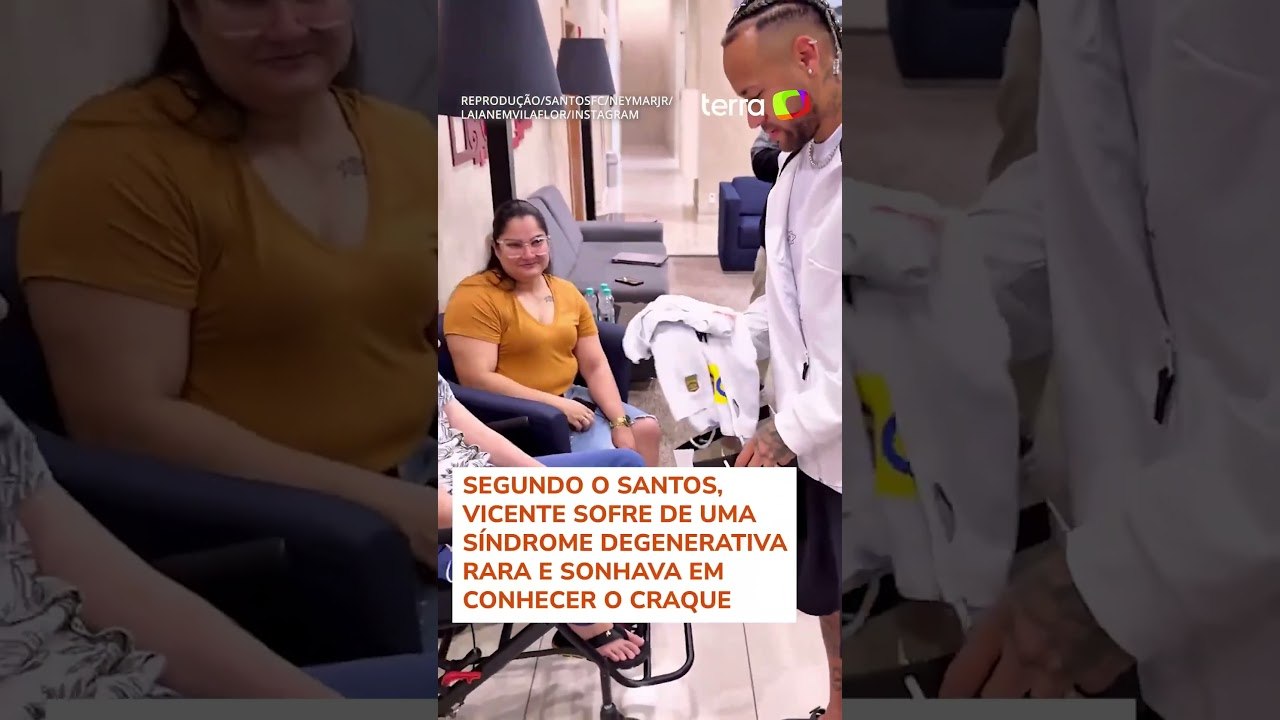 Neymar faz visita surpresa para criança santista com síndrome rara: 'Para sempre na memória' #shorts