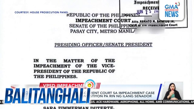 Jurisdiction ng Impeachment Court sa impeachment case vs VP Duterte, kinukuestiyon pa rin ng ilang Senador | Balitanghali