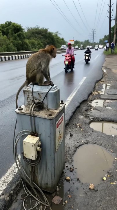 Mother monkey rescues baby monkey after electric shock _ Animal rescue _ Mysterious Land