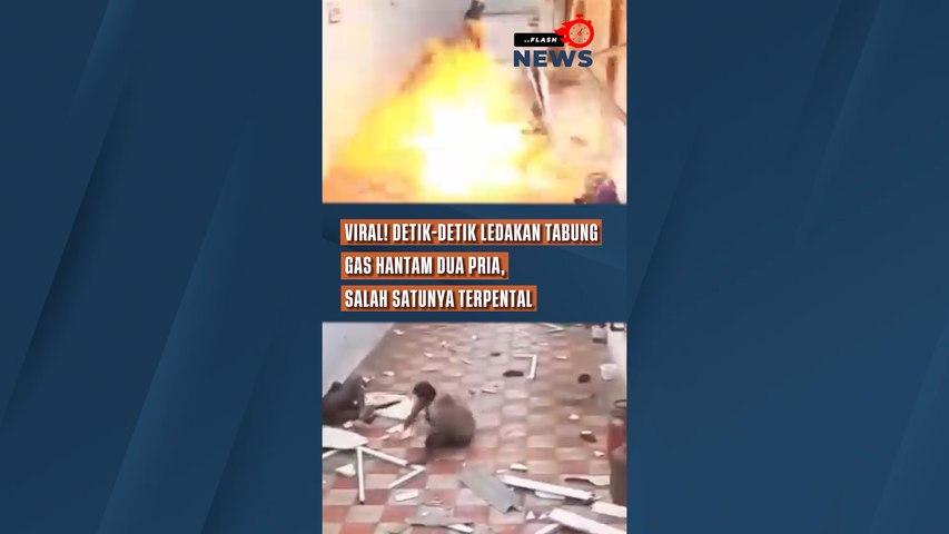 Viral! Detik-Detik Ledakan Tabung Gas Hantam Dua Pria, Salah Satunya Terpental