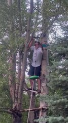 Man Falls Hard While Trying to Hang From Tree Rope