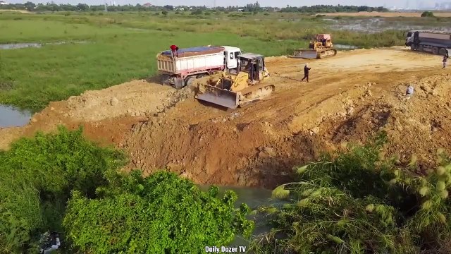 Truly amazing! Project update Powerful Bulldozer Komatsu D58P and Dozer D51P Pushing Soil Fill Land