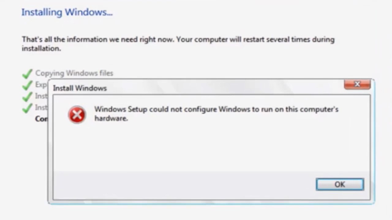 Fix "Windows Setup Could Not Configure Windows to Run on This Computer’s Hardware" in Windows 11/10/8/7 ✔️