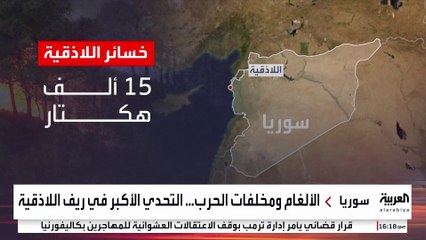 انتشار الألغام يعرقل محاولات إطفاء حرائق الغابات في ريف اللاذقية