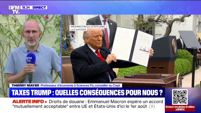 Droits de douane de 30% pour l'UE: Il va y avoir un impact fort sur les volumes dans certains secteurs , explique Thierry Mayer, professeur d'économie