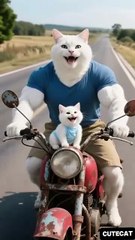 Funny Cat Animation Riding a Motorcycle 🏍️