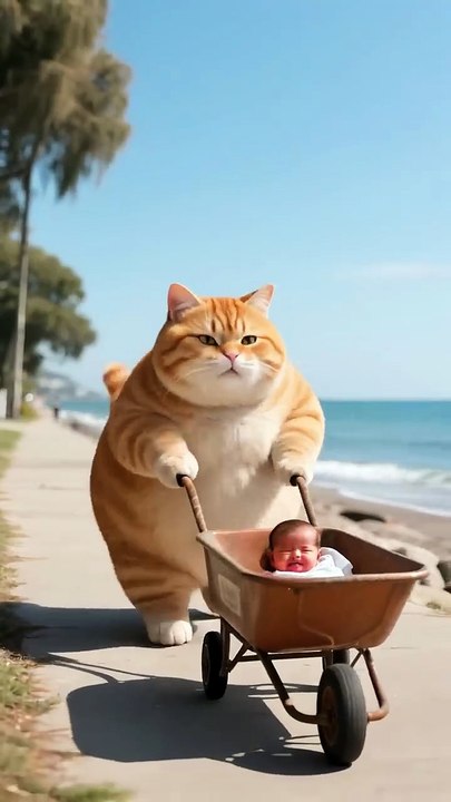 The orange cat saved a baby!#funnycats #cat #funnyvideo