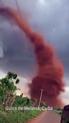 Impressive Landspout in Güira de Melena, Artemisa, Cuba (Yesterday)