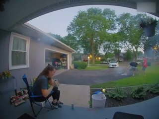 Doorcam Captures Fireworks Falling on Fourth of July