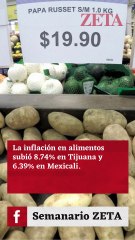 Alimentos 8.74% más caros en Tijuana.