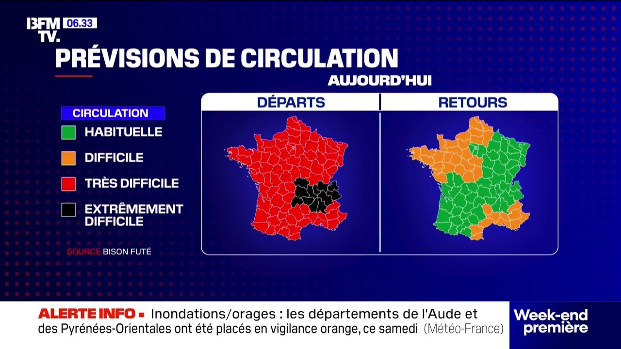 Bison Futé voit rouge pour ce deuxième week-end des vacances d'été la région Auvergne-Rhône-Alpes classée noire.