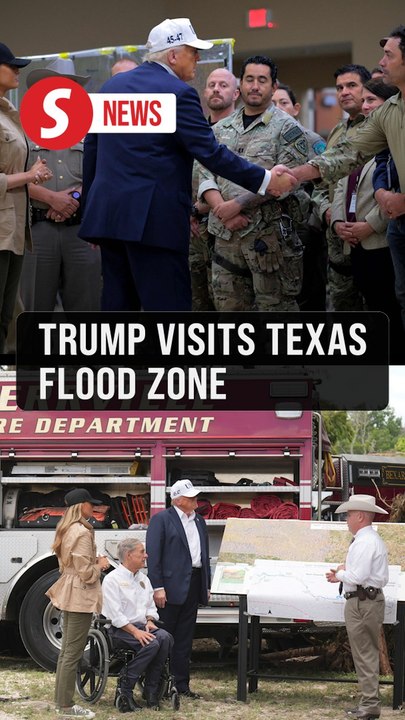 Trump visits Texas flood zone, defends government's disaster response
