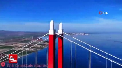 1915 Çanakkale Köprüsüne dev Türk bayrağı asıldı