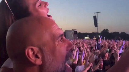 Pep Guardiola belts out Oasis hit as Man City boss enjoys Heaton Park concert with daughter