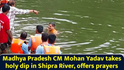 Madhya Pradesh CM Mohan Yadav takes holy dip in Shipra River, offers prayers