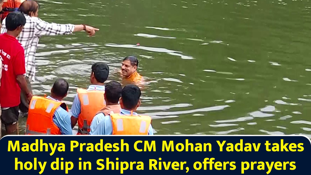 Madhya Pradesh CM Mohan Yadav takes holy dip in Shipra River, offers prayers