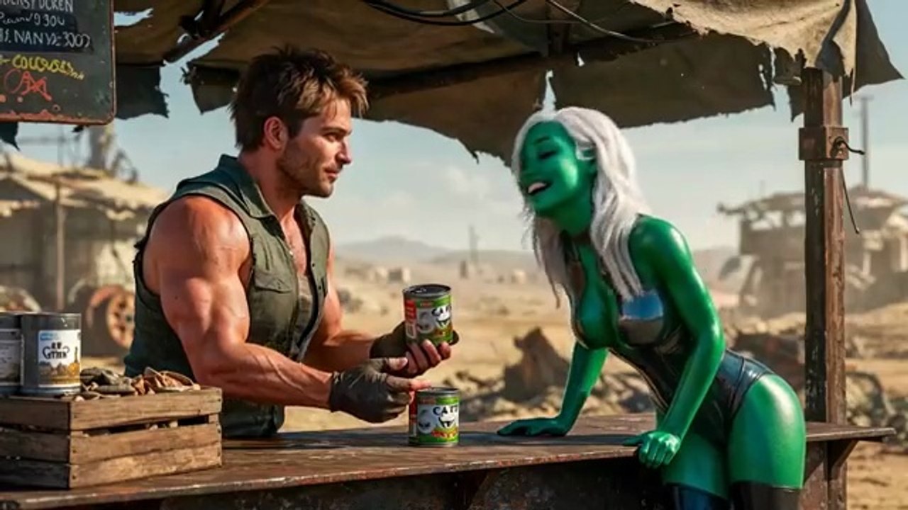 After the Apocalypse His Food Stall Has Everything, Surrounded by Hungry Alien Girls Offering Him..."