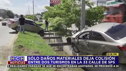 Fuerte accidente vial deja daños materiales en la 33 calle de SPS