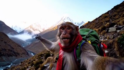 A monkey doing vlog in kedarnath