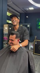 Playful Barber Pranks Clients With Hair Dryer