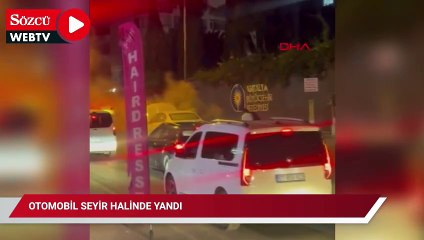 Otomobil seyir halinde yandı