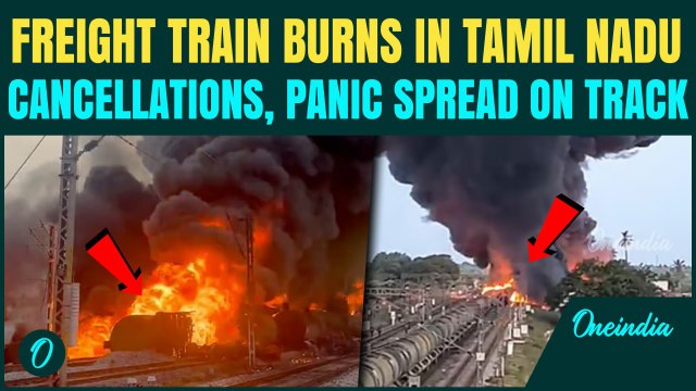 Fuel-Laden Freight Train Catches FIRE Near Tiruvallur, Five Wagons Ablaze, Major Rail Delays Follow