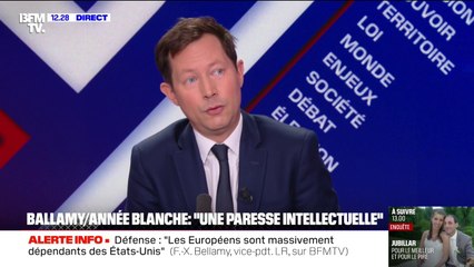 Budget 2026: François-Xavier Bellamy estime que "l'année blanche est une forme de paresse intellectuelle"