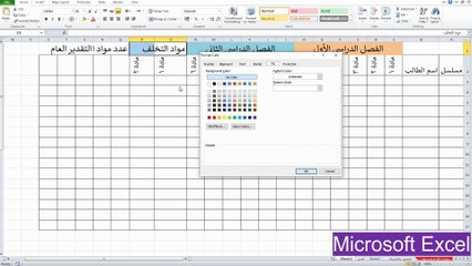 تنسيق البيانات في الاكسيل المحاسبي