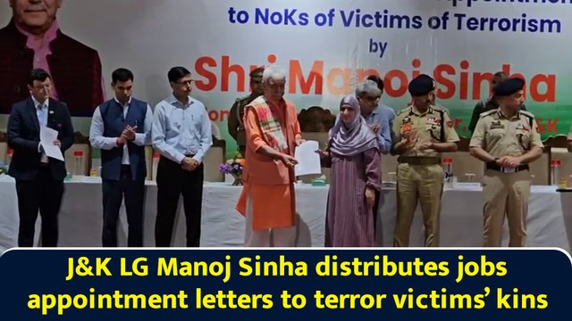 J&K LG Manoj Sinha distributes jobs appointment letters to terror victims’ kins
