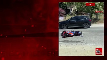 Yalova'da motosiklet sürücüsü düştüğü aracın üzerinde ambulans bekledi