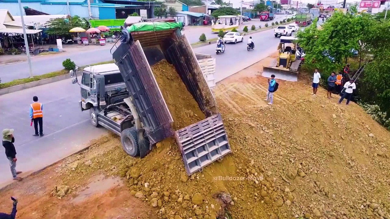 Fantastic Project!! Dump Truck 5T Soil Stone & Dozer Pushing