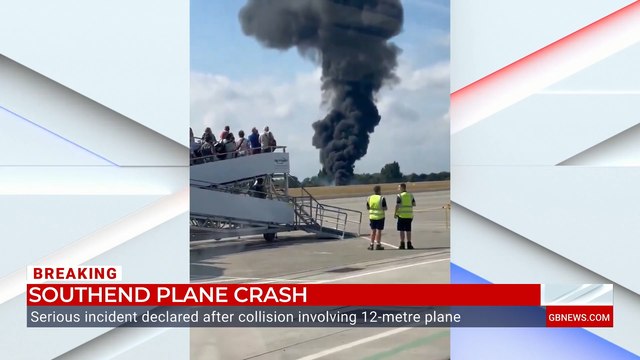 Southend Airport crash: Watch the moment smoke and flames rise over tarmac after fireball eruption